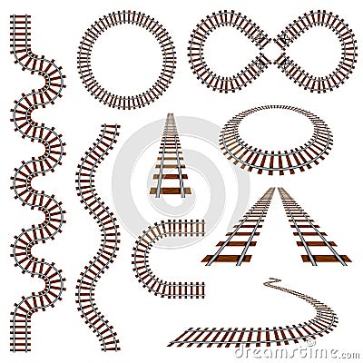 Railroad curves set. Vector Illustration