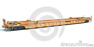 Railroad Double Stack Car 3D rendering on white background Stock Photo