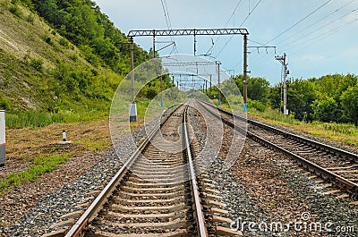 Railroad going into the distance Stock Photo