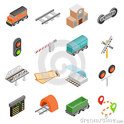 Railroad isometric 3d icons Stock Photo