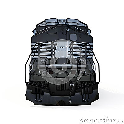 Railroad Locomotive with Hopper Cars on white. 3D illustration Cartoon Illustration