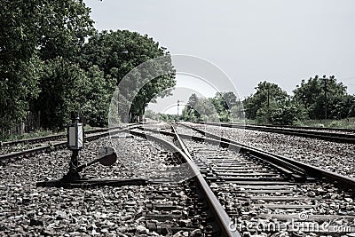 Railroad in the middle of nowhere Stock Photo