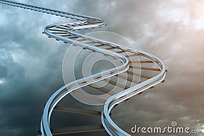 Railroad of opportunity going up as a staircase in the sky, road to heaven symbol. Business concept Stock Photo