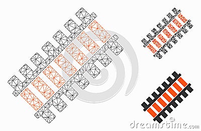 Railroad Segment Vector Mesh Wire Frame Model and Triangle Mosaic Icon Vector Illustration