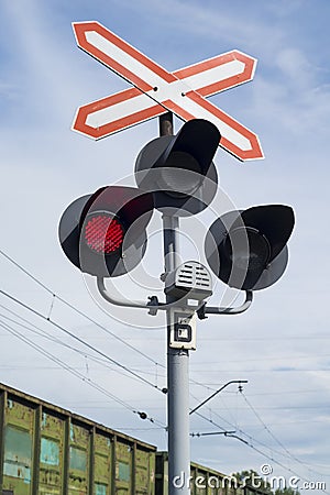 Railroad semaphore stop traffic Stock Photo