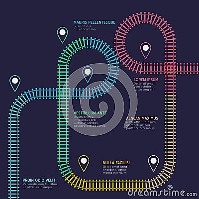 Vector flat style ciry railway scheme. Subway stations map top view Vector Illustration