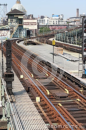 Railroad Tracks Williamsburg Bridge Brooklyn Editorial Stock Photo