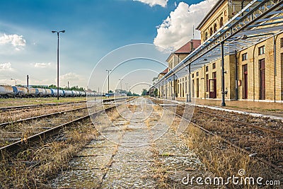 Railroad train station in city of Vrsac Serbia Editorial Stock Photo