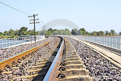 Railroad for train in Thailand Stock Photo