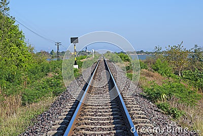 Railroad for train in Thailand Stock Photo