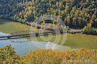 Railroad Trestle At Hawks Nest State Park In West Virginia Stock Photo