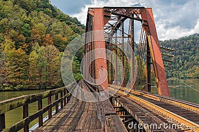 Railroad Trestle At Hawks Nest State Park In West Virginia Stock Photo