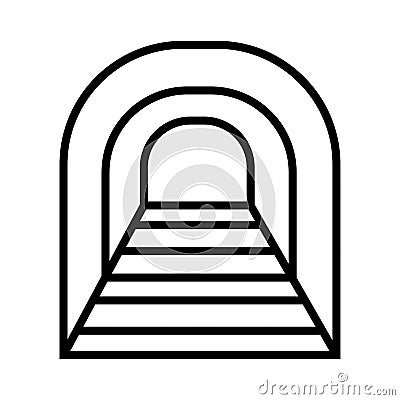 Railroad tunnel with rails, railway road, subway line icon Stock Photo