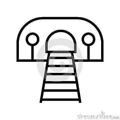 Railroad tunnel with rails, railway road, subway line icon Stock Photo