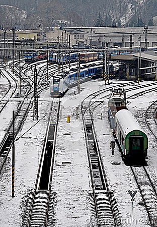 Railroad in winter Editorial Stock Photo