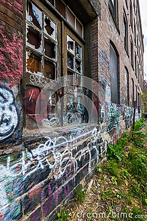 Railroads in Brattleboro, Vermont covered in Vandalism Stock Photo