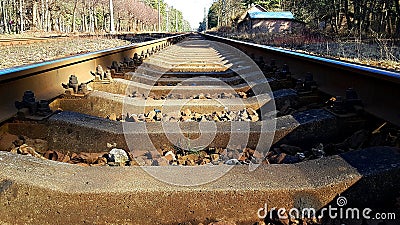 The rails of the branch line are intended for the movement of trains Stock Photo