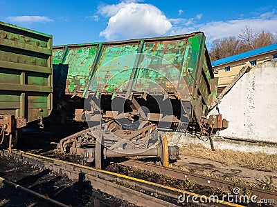 Railway accident a sunny day. Stock Photo