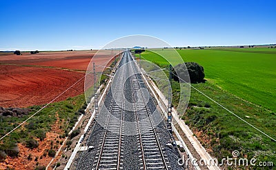 Railway in Albacete province Spain Stock Photo