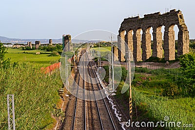 Railway in ancient Rome Stock Photo