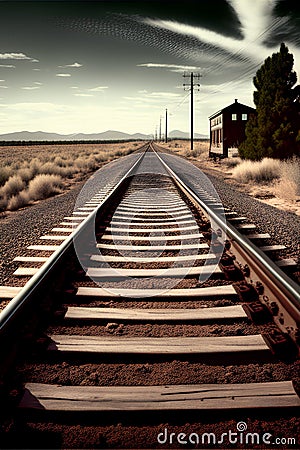 Railway in Arizona, United States of America. Railroad travel background. Stock Photo