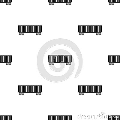 Railway carriage icon in black style isolated on white background. Logistic pattern stock vector illustration. Vector Illustration