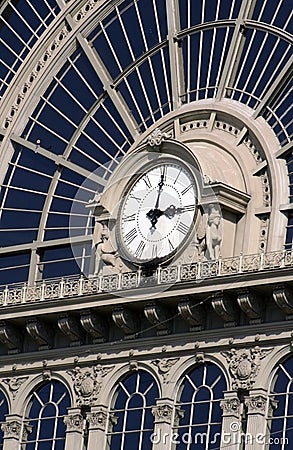 Railway Clock, Hungary Budapest Stock Photo