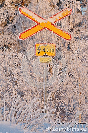 Railway crossing with St. Andrews Cross Stock Photo