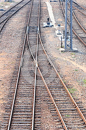 Railway crossway tracks Stock Photo