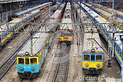 Railway depot Editorial Stock Photo