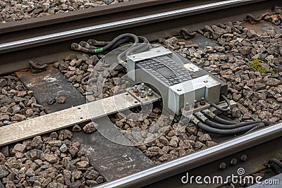 Railway Impedance bond Stock Photo