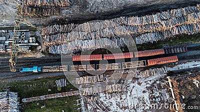 Railway junction top view. bird`s eye view Stock Photo