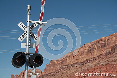 Railway level crossing, USA Editorial Stock Photo