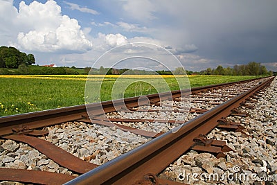 Railway Line in Spring Stock Photo