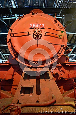 Engine being restored at Museum of Slovenian Railway Ljubljana, Slovenia Editorial Stock Photo