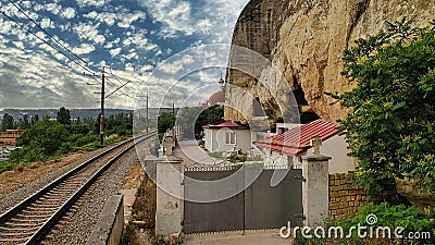 By the railway near the St. Klimentovsky Monastery. Inkerman, Crimea Stock Photo