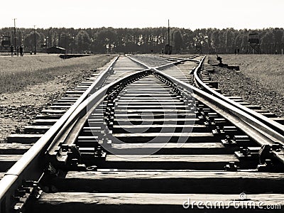 Railway platform in concentration camp Editorial Stock Photo