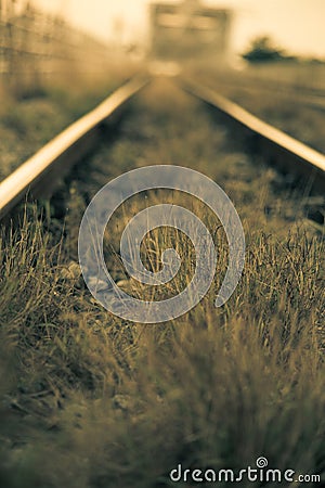 Railway, Railroad focus on rail Stock Photo