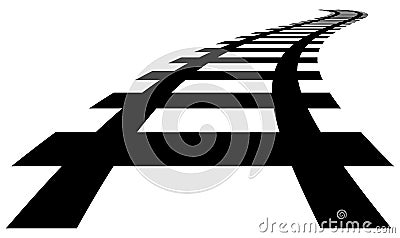 Railway, railroad silhouettes with distortion effect. Train, met Vector Illustration