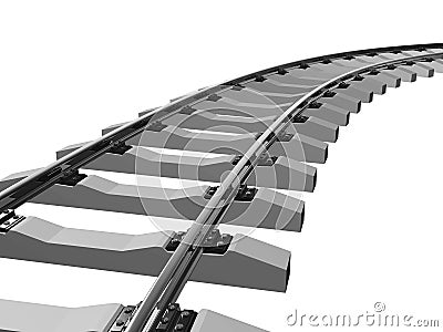 Railway rails and sleepers in 3d Stock Photo