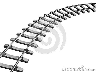 Railway rails and sleepers in 3d Stock Photo