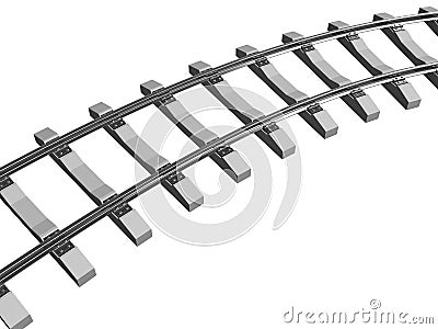 Railway rails and sleepers in 3d Stock Photo