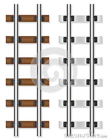 Railway rails wooden and concrete sleepers vector illustration Vector Illustration