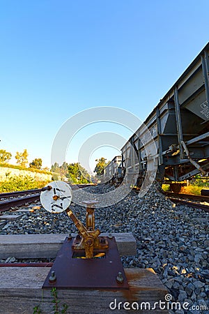 Railway repair wagons Stock Photo