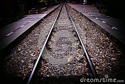 Railway retro style never ending road Stock Photo