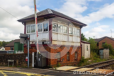 Railway signal box in Parbold, West Lancashire Editorial Stock Photo