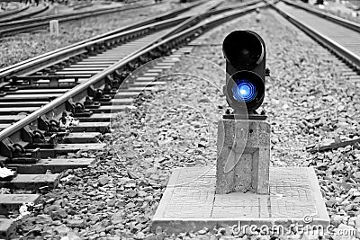 Railway signal lamp Stock Photo