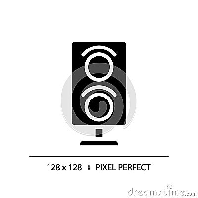 Railway signalling pixel perfect black glyph icon Vector Illustration