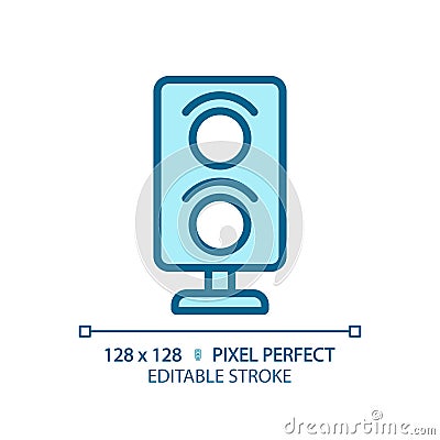 Railway signalling pixel perfect blue RGB color icon Vector Illustration