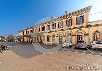 Railway station building in Savigliano, Italy Editorial Stock Photo